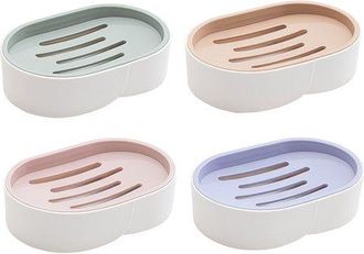 OEM Juego De Cuatro Jaboneras Con Desag&uuml;e - Jabonera - Jabonera De Ducha - Jabonera Con Tapa - Jabonera - Material Pp - 13 X 8,5 X 3,5 Cm