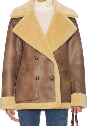 Free People Mari Reversible Coat In Tan Cream Combo