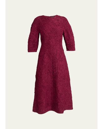 Proenza Schouler Alin Crushed Silk Curved-Sleeve Midi Dress