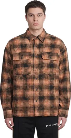 Palm Angels Brown Relaxed Check Shirt