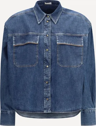 Brunello Cucinelli Denim Shirt with jewel details Female XL