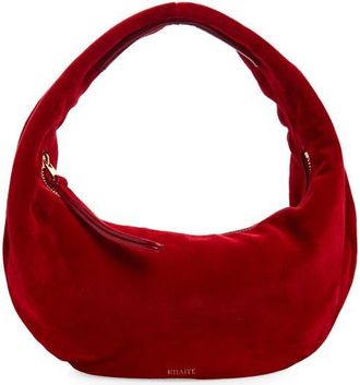 Khaite Mini Olivia Suede Hobo Bag in Ruby at Nordstrom