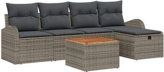 vidaXL Vidaxl - Conjunto De Sof&aacute; De Jard&iacute;n Con Coj&iacute;n 6 Pcs Gris Polirat&aacute;n