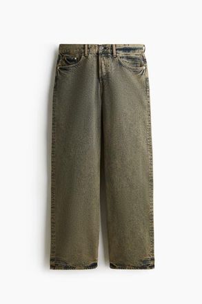 H&M Loose Straight Jeans in Denim Green-Blue at Nordstrom, Size 34 X 32