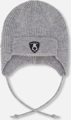 Deux par Deux Gender Inclusive Lined Knit Hat with Ears and Strings in Heather Gray at Nordstrom, Size 18-24 M