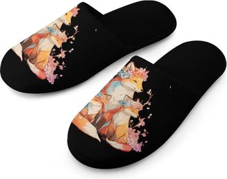 Generic Fox Family Mens Slippers Warm Non-Slip Houes Shose Spa Slipper for Home Bedroom