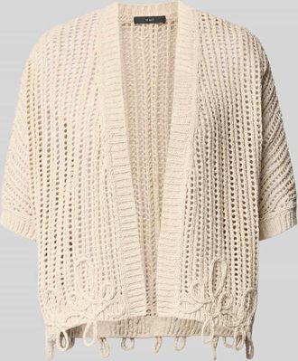 Oui Strickweste in offener Passform mit 1/2-Arm in Ecru, Gr&ouml;&szlig;e 36