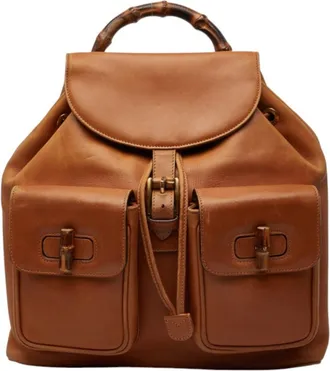 Gucci Brown Leather Backpack (Pre-Owned)
