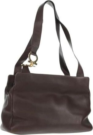 Ferragamo Pre-owned Shoulder Bags, female, Brown, Size: ONE SIZE Pre-owned Leather Shoulder Bag