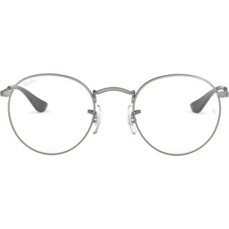 Ray-Ban Ray-Bay 47mm Round Optical Glasses in Matte Gunmetal at Nordstrom