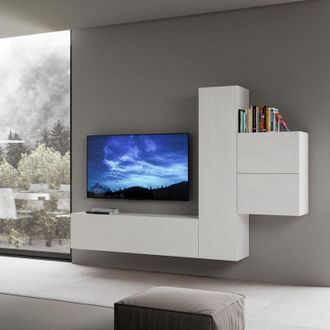 Itamoby Mueble De Pared Tv Sal&oacute;n 4 Muebles Suspendidos Blanco Moderno A17