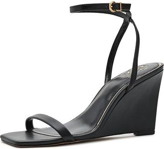 Vince Camuto Ambee Ankle Strap Wedge Sandals Womens Wedge Shoes Black : 7.5 M, Faux Leather
