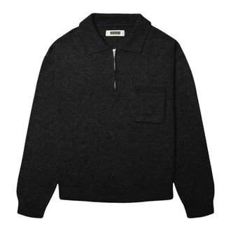 Woodbird WBKang 1/2 Zip Polo - Heren - Ronde hals truien - Zwart - L - Polyester - Truien & Vesten