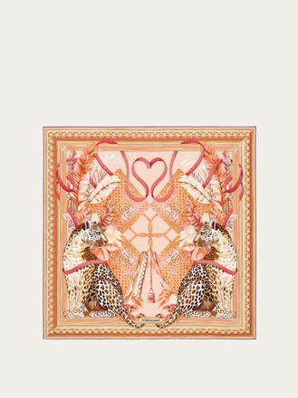 Ferragamo Women Poised leopards print silk scarf Pink
