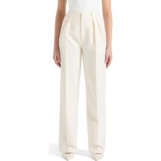 Mani&egrave;re De Voir Julie Tailored Twin Pleat Trousers in Cream at Nordstrom, Size 12