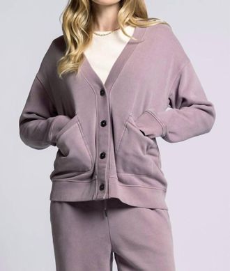 Thread & Supply Serenity Zip Pullover Cardigan In Dusty Lavender