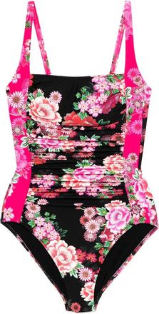 Johnny Was Womens Ruched One-Piece, Blum