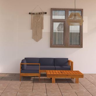 vidaXL Vidaxl - Muebles De Jard&iacute;n 5 Pzas Con Cojines Gris Oscuro Madera Acacia