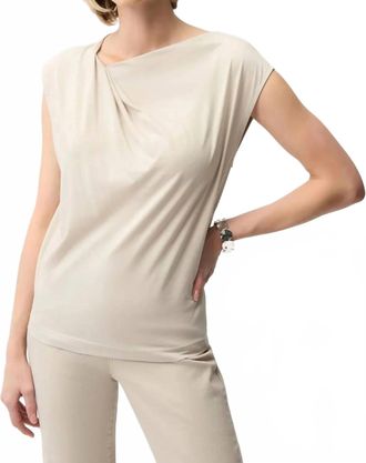 Joseph Ribkoff Asymmetric Neck Knot Drape Top In Moonstone