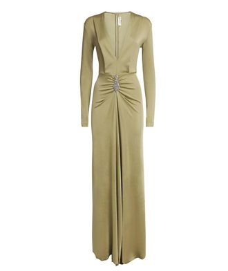Victoria Beckham Long-Sleeve V-Neck Gown Size XS