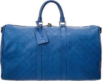 Louis Vuitton Blue Damier Infini Keepall Bandouliere 45 (Authentic Pre-Loved)