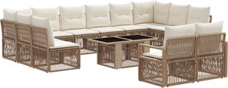 vidaXL Conjunto De Sof&aacute;s De Jard&iacute;n 13 Uds. Beige Y Blanco Crema Vidaxl