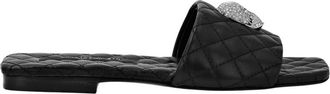 Philipp Plein Sandalen Flat Crystal Skull - Dames - Sandalen - Zwart - 35 EU - Leer - Schoenen