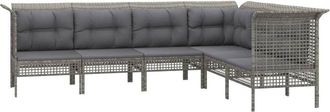 vidaXL Set De Muebles De Jard&iacute;n 6 Pzas Y Cojines Rat&aacute;n Sint&eacute;tico Gris Vidaxl