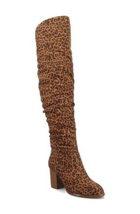 Journee Collection Kaison Wide Calf Ruched Tall Boot - Wide Calf in Leopard at Nordstrom Rack, Size 9.5 Wide Calf