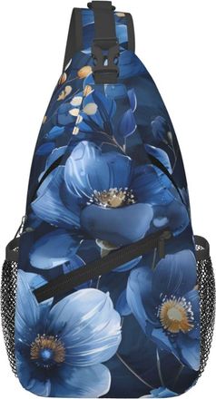 Generic Watercolor Flowers Drawing Crossbody Bag Lightweight Sling Bag Adjustable Daypack For Sports Runner Shopping