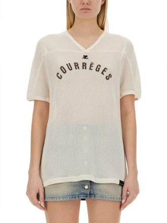 Courr&egrave;ges Sporty V-Neck T-Shirt