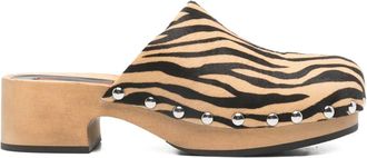 Simon Miller Rio zebra-pattern clogs - women - Calf Hair/Rubber/Wood/Brass - 40 - Neutrals