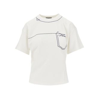 Emporio Armani Embroidered interlock jersey T-shirt Woman S