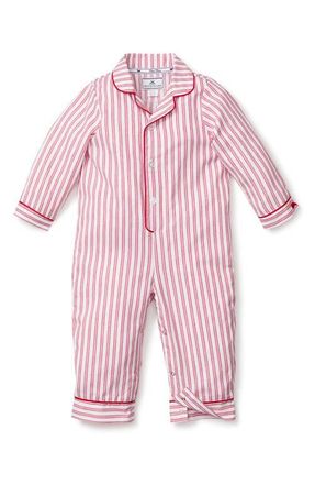 Petite Plume Stripe One-Piece Pajamas in Red at Nordstrom, Size 18-24M