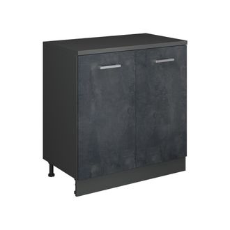 Vicco Armario De Cocina Para Techo Inclinado R-line, Hormig&oacute;n Negro, 80 Cm Sin Inclinaci&oacute;n Con 2 Puertas, Vicco