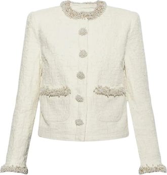 Self Portrait Giacca in denim testurizzato - - Jackets - Donna - Beige - L