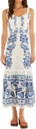 Farm Rio Beautiful Nature Eyelet Midi Dress In Off White