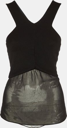 Sandro Black Knit & Chiffon Halter Neck Top