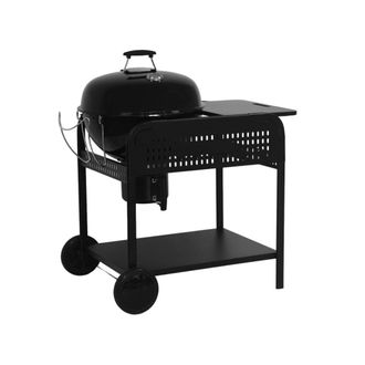 Sweeek Barbacoa redonda de carb&oacute;n de acero esmaltado con carrito, &oslash;53cm