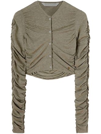 Palm Angels Cardigan crop con ruches - Verde