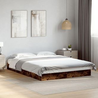 vidaXL Estructura De Cama Sin Colch&oacute;n Madera Roble Ahumado 140x200 Cm Vidaxl