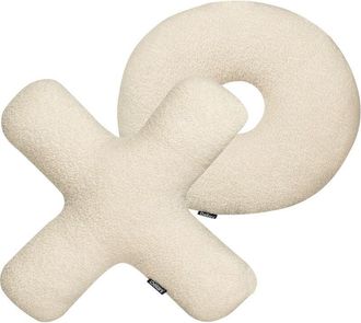 Beliani Conjunto De 2 Cojines Afelpado Letras Xo Tela Almohadas Textil Decoraci&oacute;n Beige Hesperis