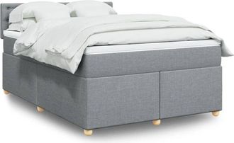 vidaXL Vidaxl - Cama Box Spring Con Colch&oacute;n Tela Gris Claro 160x200 Cm