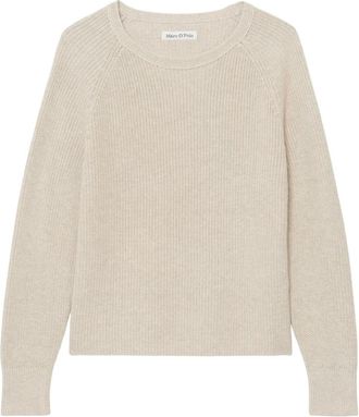 Marc O'Polo Rondgebreide trui - Dames - Ronde hals truien - Beige - M - Katoen - Truien & Vesten