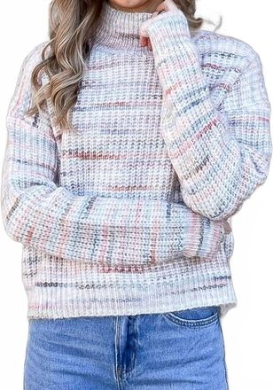 So Me Space Dye Stripe High Neck Sweater In Multi