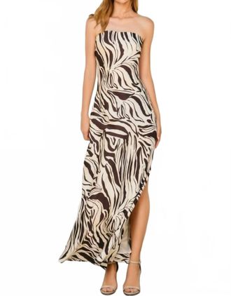 Dress Forum Animal Print Chiffon Maxi Dress In Brown/ecru