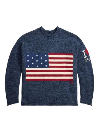 Polo Ralph Lauren flag intarsia crew-neck sweater - Blue