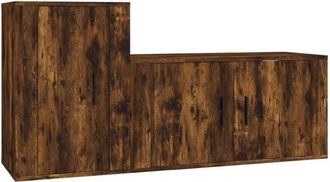 vidaXL 2 Piece TV Cabinet Set Smoked Oak Engineered Wood vidaXL