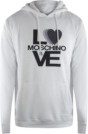 Moschino Mens Love Bold Logo White Hoodie Cotton - Size X-Large