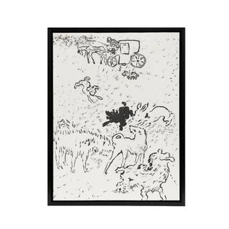 Artery8 The Dogs Art Nouveau Drawing Pierre Bonnard Black Framed Canvas Art in White | Size: W24 x H32